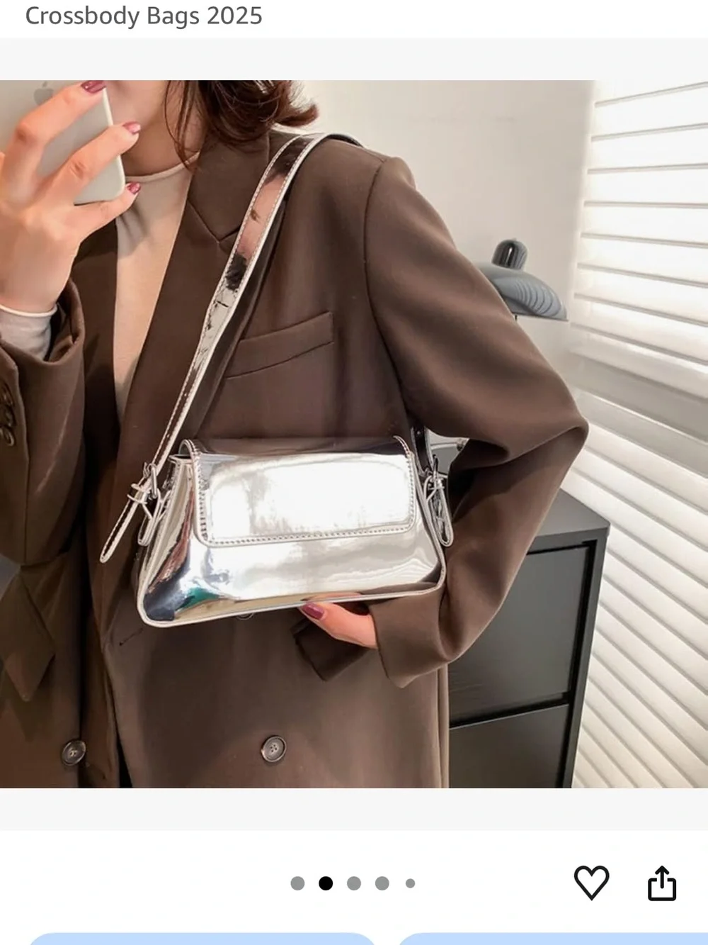 Silver Metallic Shoulder Bag - Contemporary Women’s Crossbody